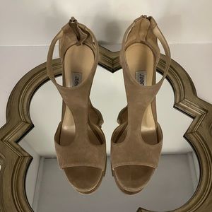 Jimmy Choo “Lana” Nude Suede Heel Sz 39.5